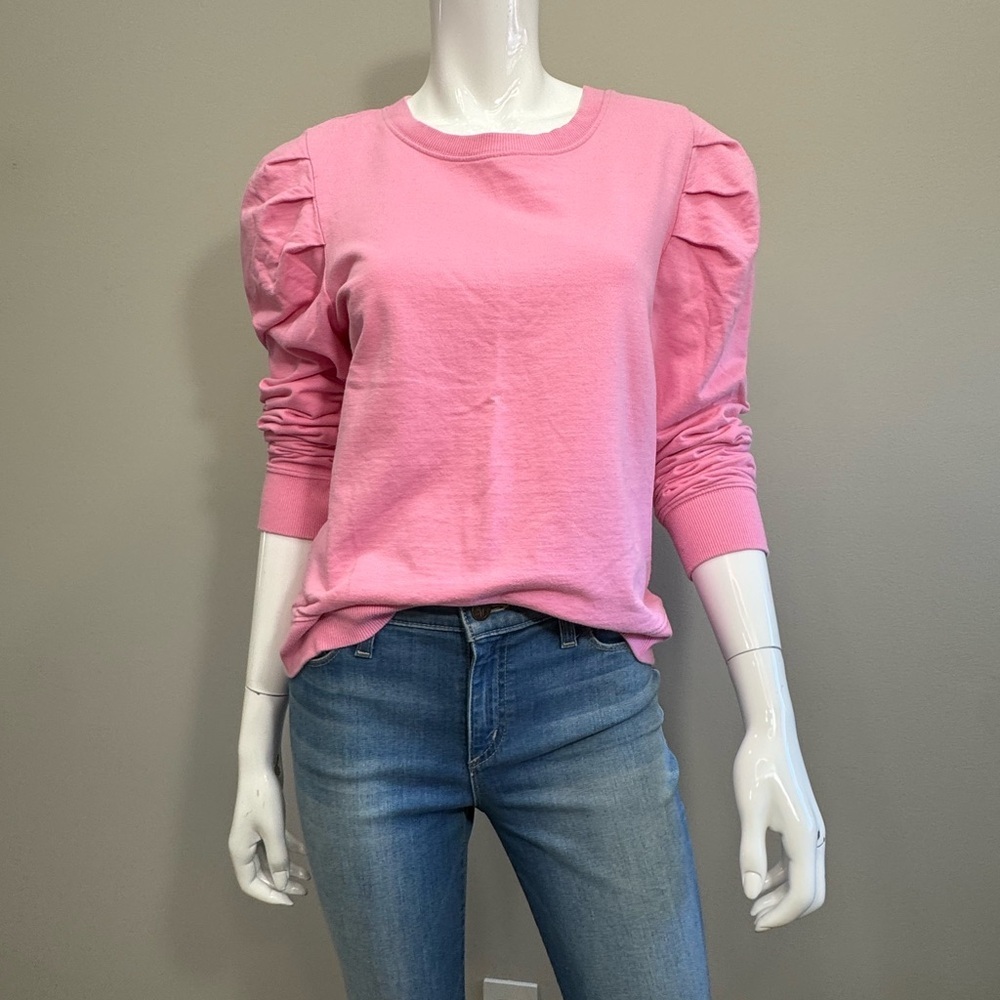 RD STYLE Pink Puff Sleeve Women's Fleece Sweatshirt Top Size M